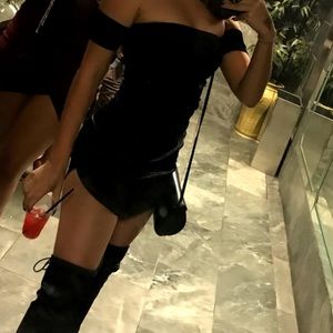 SEXY BLACK VELVET MINI DRESS